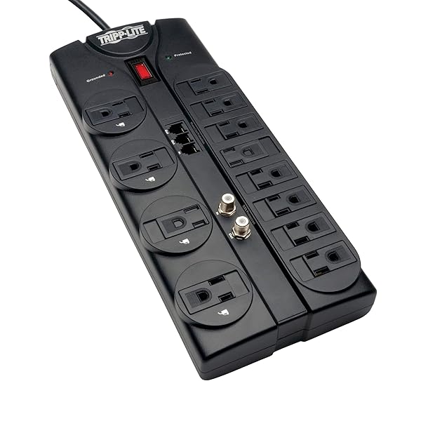 Tripp Lite TLP1208TELTV: 12 Outlet Surge Protector with 8ft Cord & $150K Insurance - Ultimate Power & Device Protection - Image 2