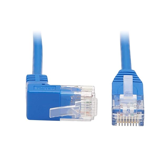 Tripp Lite 15ft Up Angle Cat6 Ethernet Cable - Gigabit Slim UTP Network Patch Cable in Blue