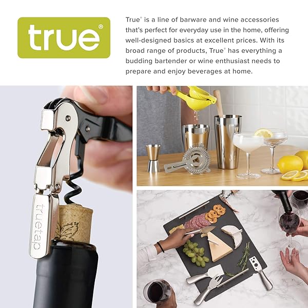 True Brands TrueTap Double Hinged Corkscrew: Durable Stainless Steel Wine Opener with Foil Cutter - Black & Blue - Image 6