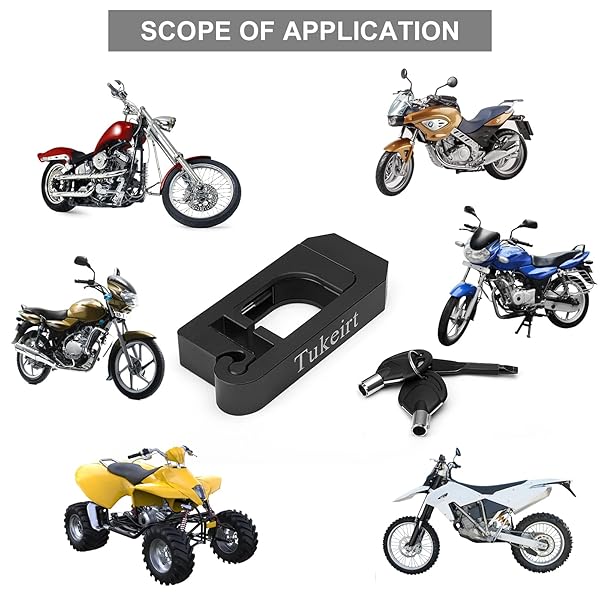 Tukeirt Motorcycle Lock Adjustable Anti Theft for Motorcycles Mopeds Scooters ATVs Dirt Bikes and More Black Front Wheel Brake Handlebar - Image 9