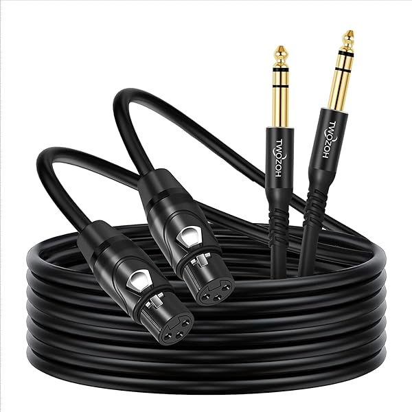 Twozoh XLR Female to 1 4 Inch (6.35mm) TRS Cable 3.3FT 2 Pack, Quarter Inch Jack Balanced to XLR Microphone Cable (Professional HiFi)