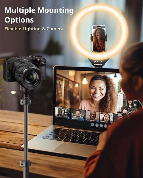 UBeesize 12'' Selfie Ring Light & 62'' Tripod for YouTube, Instagram, TikTok - Perfect for Phones, Cameras & Webcams - Image 4