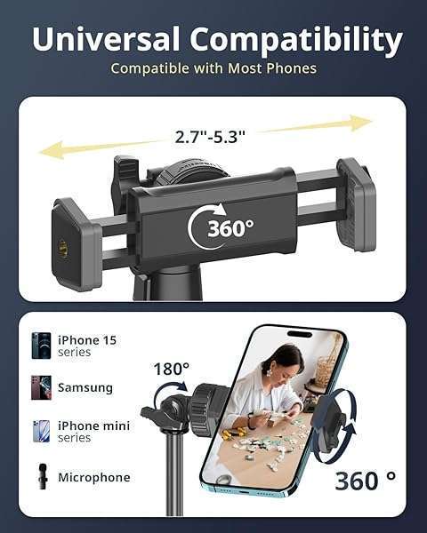 UBeesize 12'' Selfie Ring Light & 62'' Tripod for YouTube, Instagram, TikTok - Perfect for Phones, Cameras & Webcams - Image 7