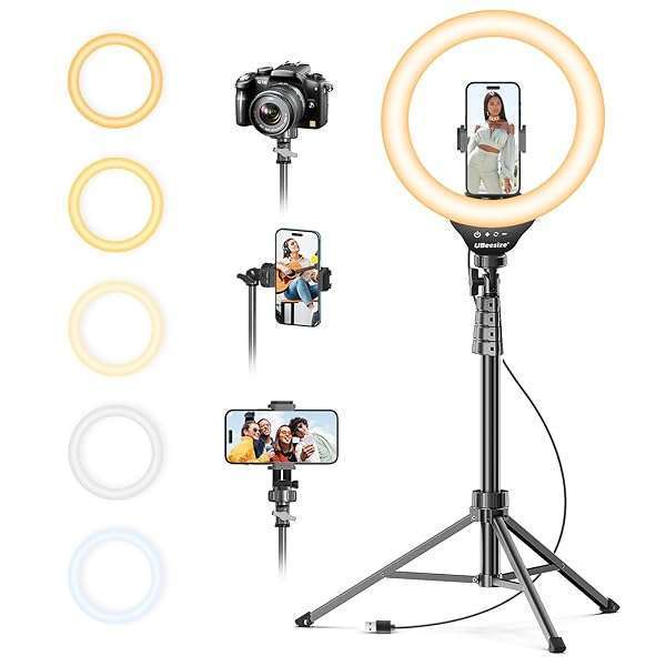 UBeesize UBeesize 12'' Selfie Ring Light & 62'' Tripod for YouTube, Instagram, TikTok - Perfect for Phones, Cameras & Webcams