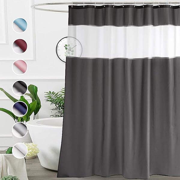 UFRIDAY 72x72 Inches Dark Grey and White Shower Curtain Stylish Bathroom Liner
