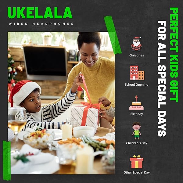 UKELALA Green Wired Headphones for Boys Portable On Ear Youth Headphones for School Airplane Travel Lightweight Portable Compatible with Pad Computer - Image 7