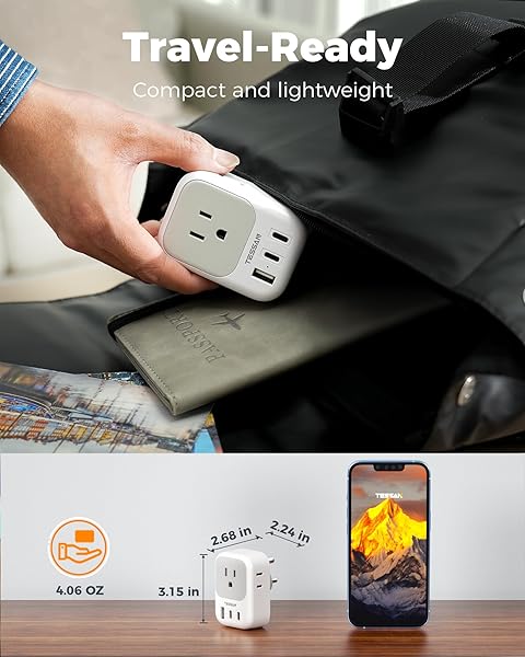 TESSAN US to India Plug Adapter, Type D Travel Adapter with 4 Outlets 3 USB (2 USB-C), Power Adaptor for USA to India Nepal Maldives Pakistan - Image 5