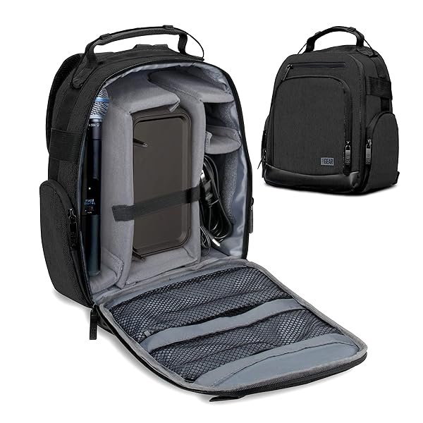 USA Gear Audio Equipment Backpack: Microphone Case for Shure, Sennheiser, Rode & More - Perfect for Wireless & Recording Microphones - Image 3