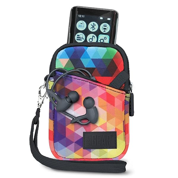 USA Gear USA Gear MP3 Player Case for iPod Nano & More - Fits Earbuds, Cables, Memory Card - Geometric Design with Wrist Strap & Belt Loop