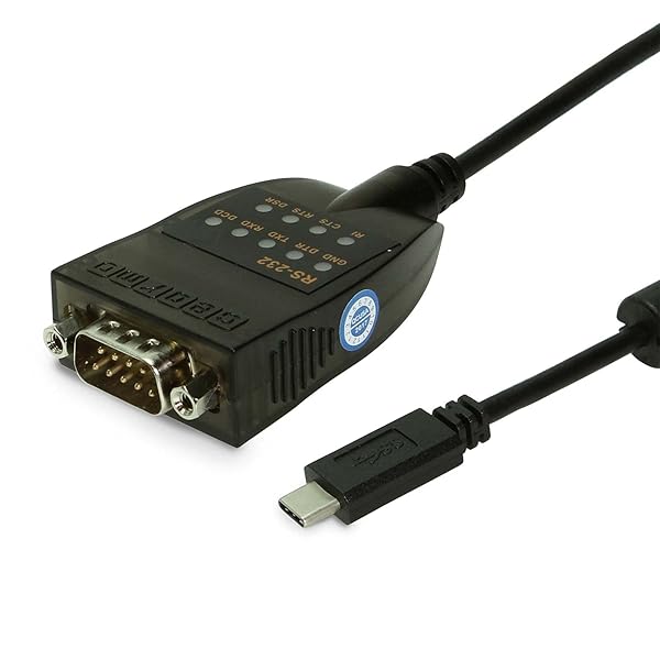 USB-C 2.0 to RS-232 Serial Adapter with LED Indicators - Fast & Reliable Connection