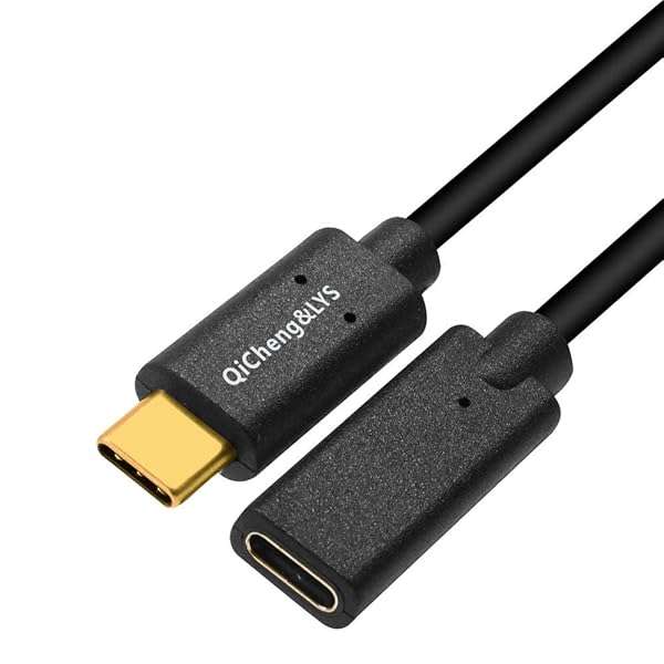 QiCheng&LYS USB-C 3.1 Male to Female Extension Cable (2ft) - 10Gbps Data, Video & Audio Sync for Type-C Devices
