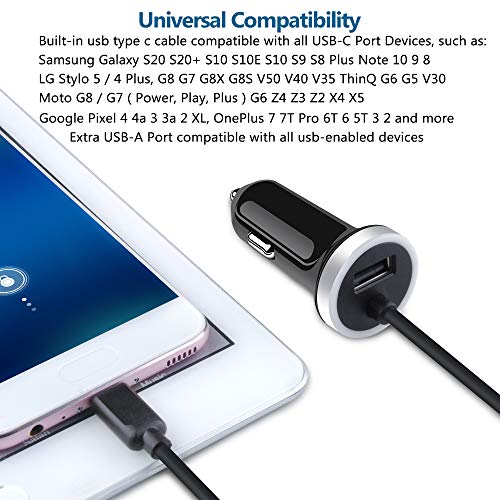 Fast USB C Car Charger 3.4A + 3ft Type C Cable for Samsung Galaxy, LG, Moto & Google Pixel - Quick Charge Anywhere! - Image 8