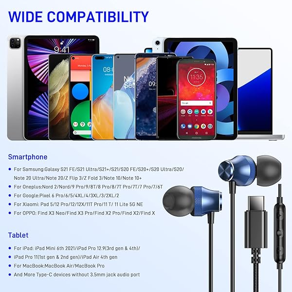 iMangoo USB C Earbuds for Google Pixel 10 9 8 8A 7 7A 6A 6 for Apple iPhone 17 Air 16 Pro Max 16e 15 Plus for iPad Corded Headphones Wired Type C - Image 6