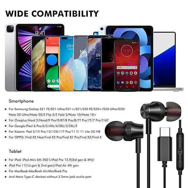 Best USB-C Earbuds for Google Pixel 9, iPhone 16, Samsung S23 & More - Wired Headphones with Microphone - Image 6