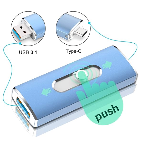 Aiibe 128GB USB C Flash Drive USB 3.1 Dual Drive Type-C Thumb Drive Speeds Up to 350MB/s Blue - Image 4