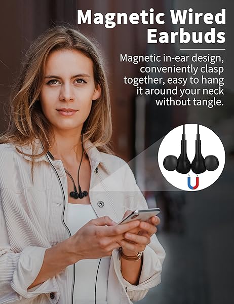 Magnetic USB C Headphones: Noise-Canceling In-Ear Earbuds for Samsung, iPhone & Pixel with Mic & Bass Stereo - Image 2