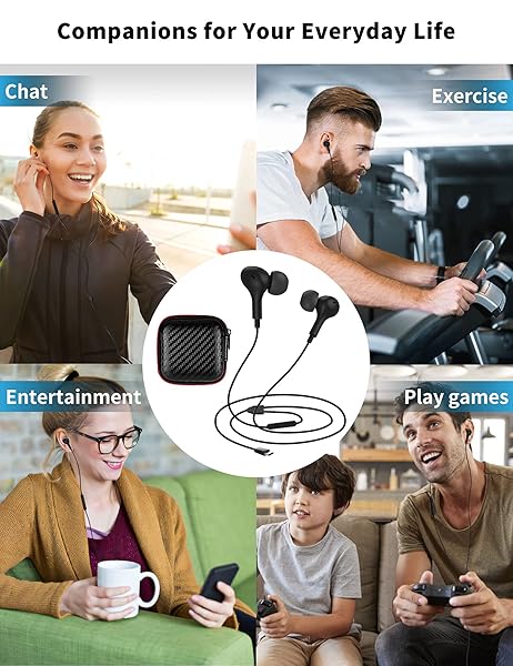 Magnetic USB C Headphones: Noise-Canceling In-Ear Earbuds for Samsung, iPhone & Pixel with Mic & Bass Stereo - Image 7