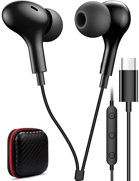 TITACUTE Magnetic USB C Headphones: Noise-Canceling In-Ear Earbuds for Samsung, iPhone & Pixel with Mic & Bass Stereo