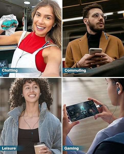 HiFi USB-C Headphones with Microphone & Volume Control for iPhone 16, Samsung Galaxy, Google Pixel - Lake Blue Wired Earbuds - Image 8