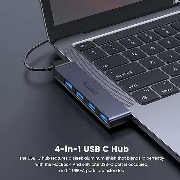 USB C Hub 4 Ports - MOGOOD Multiport Adapter for MacBook Pro/Air & Surface Pro - USB 3.0 Splitter Docking Station - Image 3
