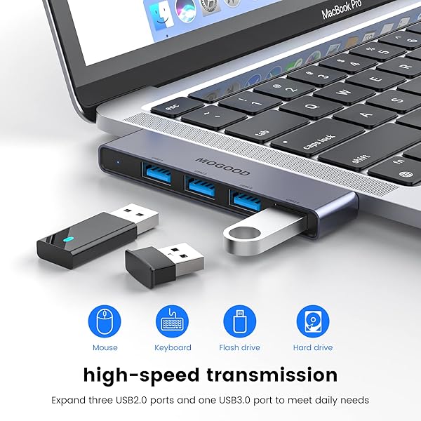 USB C Hub 4 Ports - MOGOOD Multiport Adapter for MacBook Pro/Air & Surface Pro - USB 3.0 Splitter Docking Station - Image 5