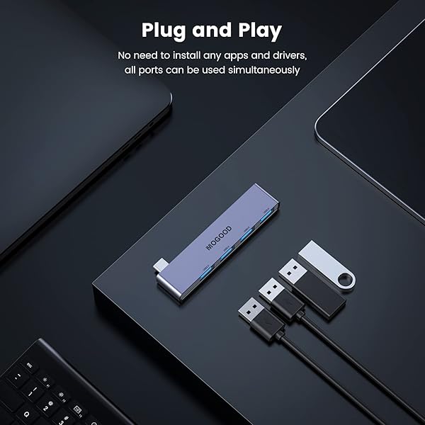 USB C Hub 4 Ports - MOGOOD Multiport Adapter for MacBook Pro/Air & Surface Pro - USB 3.0 Splitter Docking Station - Image 6
