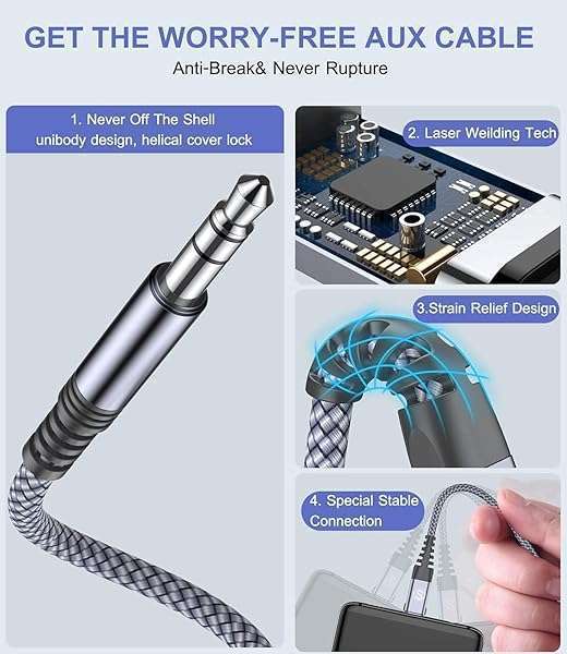 USB Type C to 3.5mm Audio Aux Cable 4ft for iPhone 15 Pro & Samsung Galaxy - Perfect for Car Stereo & MacBook - Image 3