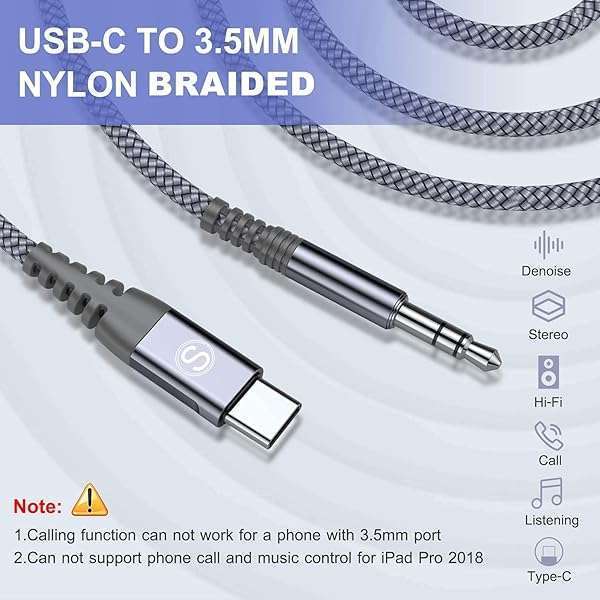 USB Type C to 3.5mm Audio Aux Cable 4ft for iPhone 15 Pro & Samsung Galaxy - Perfect for Car Stereo & MacBook - Image 6
