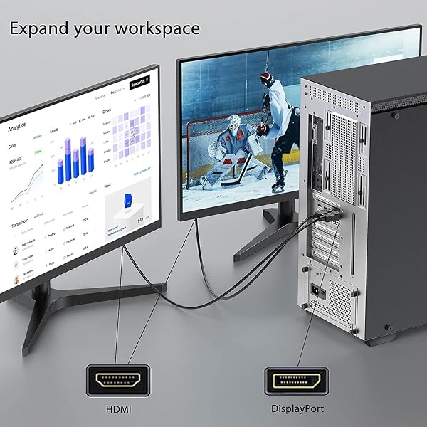 UVOOI 4K DisplayPort to HDMI Cable 10ft 2-Pack Male to Male Adapter for Computer Monitor Projector HDTV Video and Audio Support - Image 3