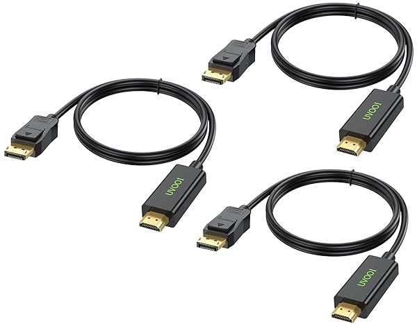 UVOOI DisplayPort to HDMI Cable 3 Pack 6 Feet 1080P Audio Video Cord for Computer Monitor Projector TV