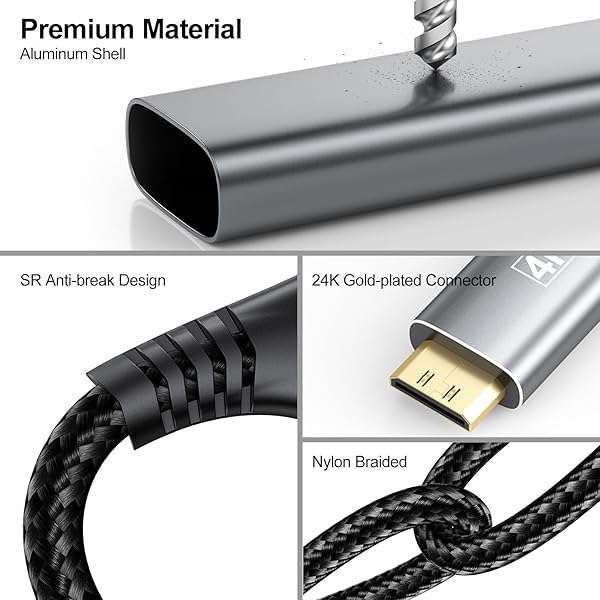 UVOOI 6FT USB C to Mini HDMI Cable - 4K@30Hz, Compatible with MacBook, iPhone 16/15, Galaxy 24/23, iPad Pro & More - Image 8