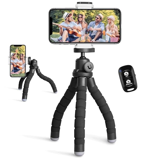 Ubeesize Portable Phone Tripod with Wireless Remote - Flexible Stand for Video Recording