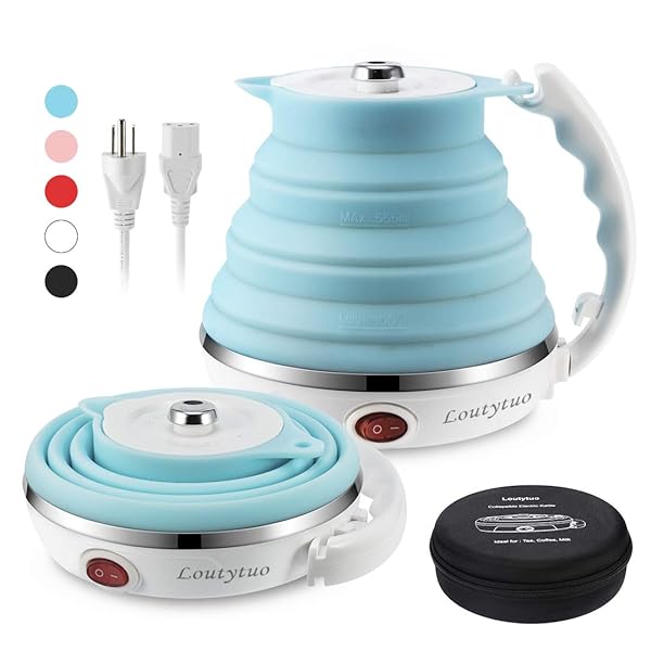 Ultrathin Portable Electric Kettle: Food-Grade Silicone, Dual Voltage, 555ML, Foldable & Safe Boil Dry Protection
