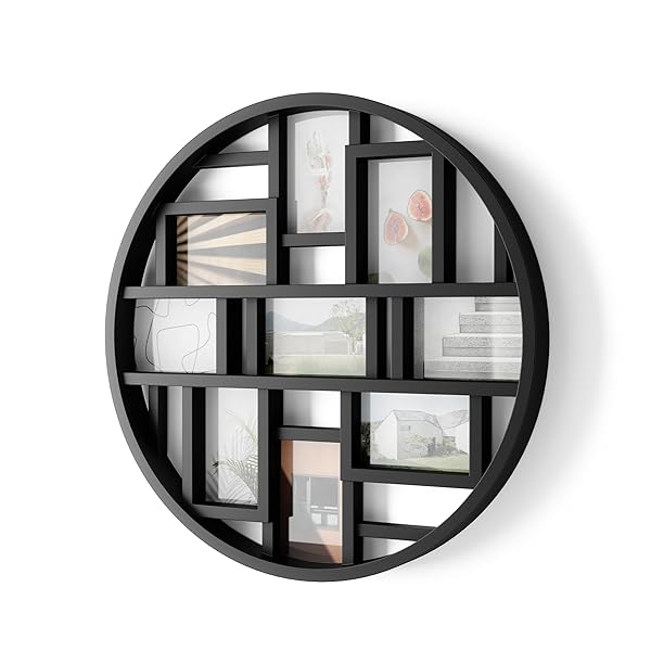 Umbra Luna Collage Frame: 22-Inch Black Design Holds 9 Photos (4x6) - Perfect for Home Decor