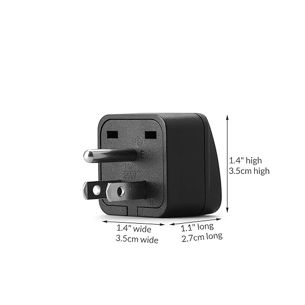 Unidapt US Travel Plug Adapter for EU AU UK NZ CN to USA Type B Grounded 3 Prong Wall Plug Power Outlet Charger 1-Pack - Image 4