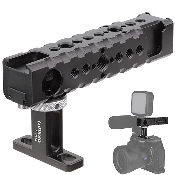 Universal Camera Top Handle Grip for DSLR Cage Video Rig with Shoe Mount for LED Lights and Microphones