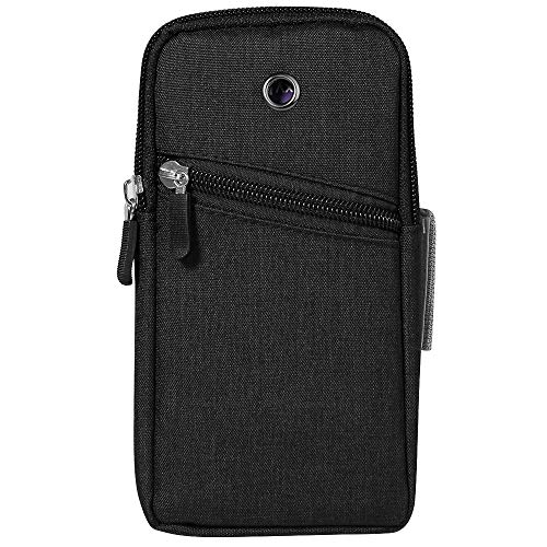 Universal Nylon Zipper Sports Running Armband for Samsung Galaxy S21 S20 Note 20 A11 A31 A51 OnePlus 9R 9 8T Nokia 5.4 Black