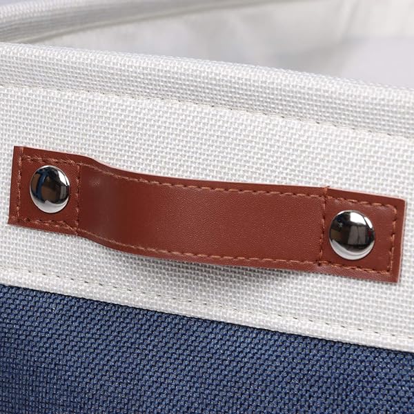 Univivi 4PC Large Foldable Fabric Storage Baskets for Closet Organizing Blue with Handles Hard Bottom 15X10.5X9.5 Inches - Image 5