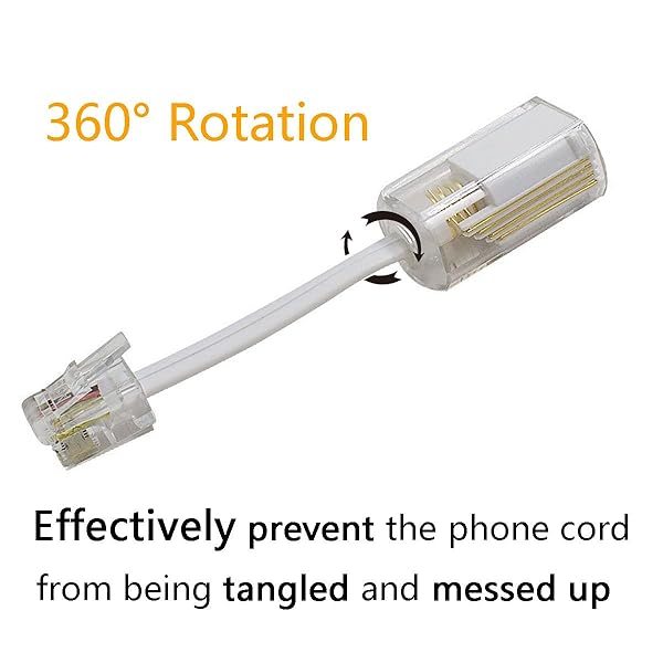 Uvital 2 Pack Telephone Handset Cord Detanglers 10Ft Uncoiled and 2 Pack Anti-Tangle 360 Degree Rotating Swivel Cord White - Image 3