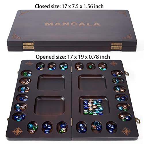 VAMSLOVE Luxury Solid Wood Mancala Board Game Set for 4 Players with Bonus Glass Stone Beads and Game Instructions Included - Image 5