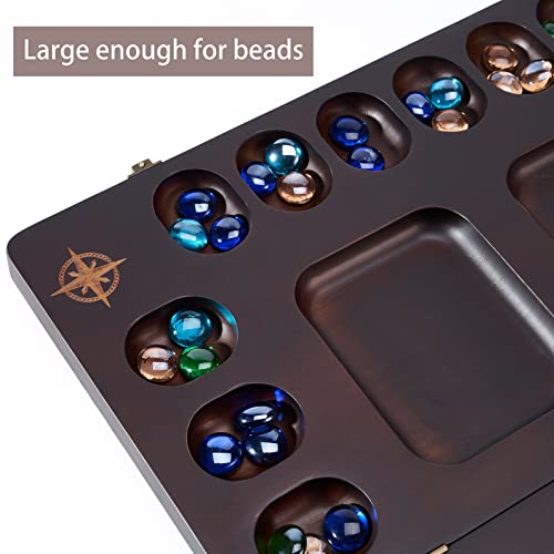 VAMSLOVE Luxury Solid Wood Mancala Board Game Set for 4 Players with Bonus Glass Stone Beads and Game Instructions Included - Image 6