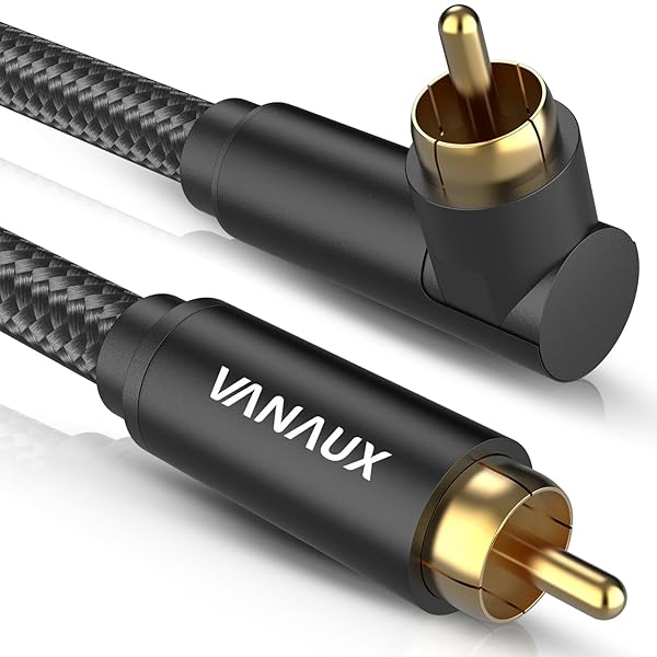 VANAUX VANAUX 90 Degree RCA Cable 6.6Ft Male to Male Digital Coaxial Audio Cable for Home Theater Sound Bar TV PS4 Xbox and More