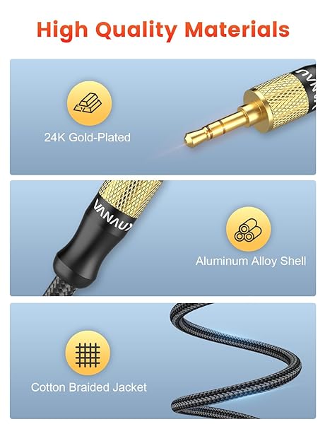 VANAUX 90 Degree Right Angle Aux Cable 26Ft Compatible with Car Stereos Smartphones Headphones and More - Image 4