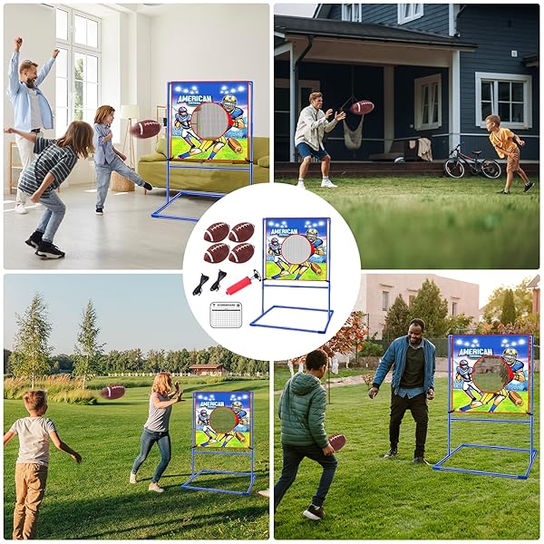 VATOS Football Toss Target Game with 4 Inflatable Footballs for Indoor Outdoor Fun and Family Play for Kids and Adults - Image 5