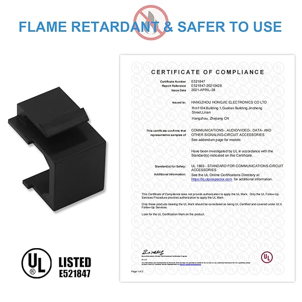 VCE 20-Pack Blank Keystone Jack Inserts (UL Listed) - Black for Wall Plates & Patch Panels - Image 5