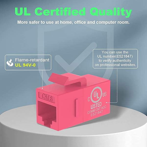 VCE UL-Listed CAT6 Keystone Coupler 25-Pack, Ethernet Coupler Female to Female, RJ45 Coupler for CAT6 CAT5e CAT5, Keystone Jack, Red - Image 2