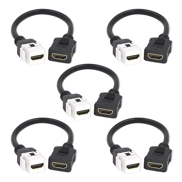 VCE VCE HDMI Keystone Jack Adapter 5 Pack Female to Female Pigtail Extension Cable Coupler 6 Inch