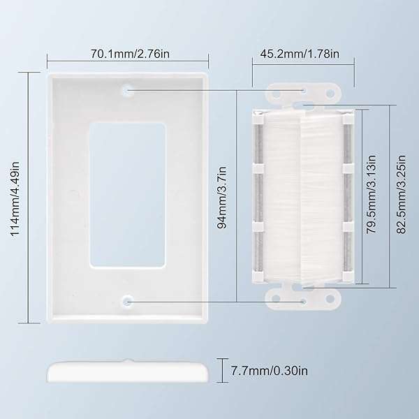 VCE Brush Wall Plate Cable Pass Through - Low Voltage Decorator Cover, 2-Pack, White | Easy Cable Management Solution - Image 7