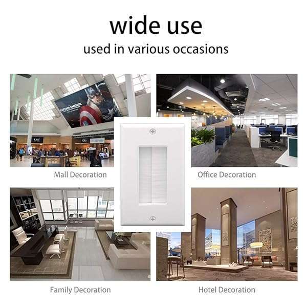 VCE Brush Wall Plate Cable Pass Through - Low Voltage Decorator Cover, 2-Pack, White | Easy Cable Management Solution - Image 11