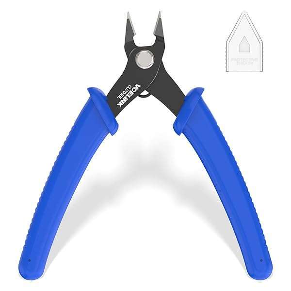 VCELINK 5-Inch Precision Flush Cutter Pliers for Electronics, Jewelry & 3D Printing - Spring-Loaded Diagonal Cutters